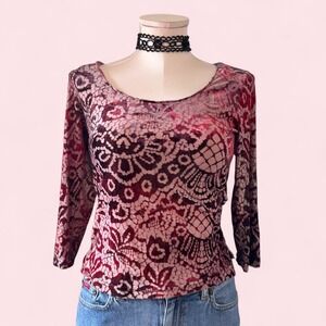 90s/Y2K sheer floral lace top